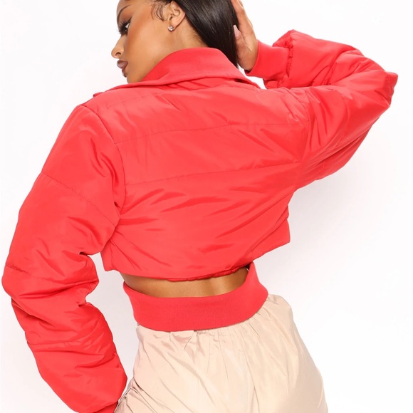 1019 FASHION NOVA RED CROPPED JACKET - Picture 5 of 5